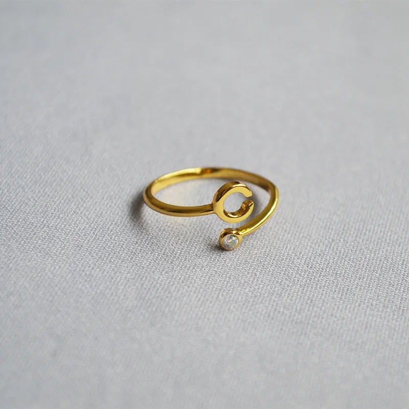 New Design Letter Ring Alphabet Name Initial rings for women, Adjustable Opening,Round clear Zircon,Party engagement jewelry