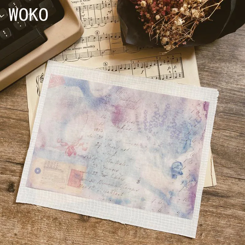 WOKO, 6 листов, Ретро стиль, крафт-бумага, красивая Васи бумага, мечта, акварель, цветок, задний план, бумага, деко, наклейка, сделай сам, пуленепробиваемый журнал