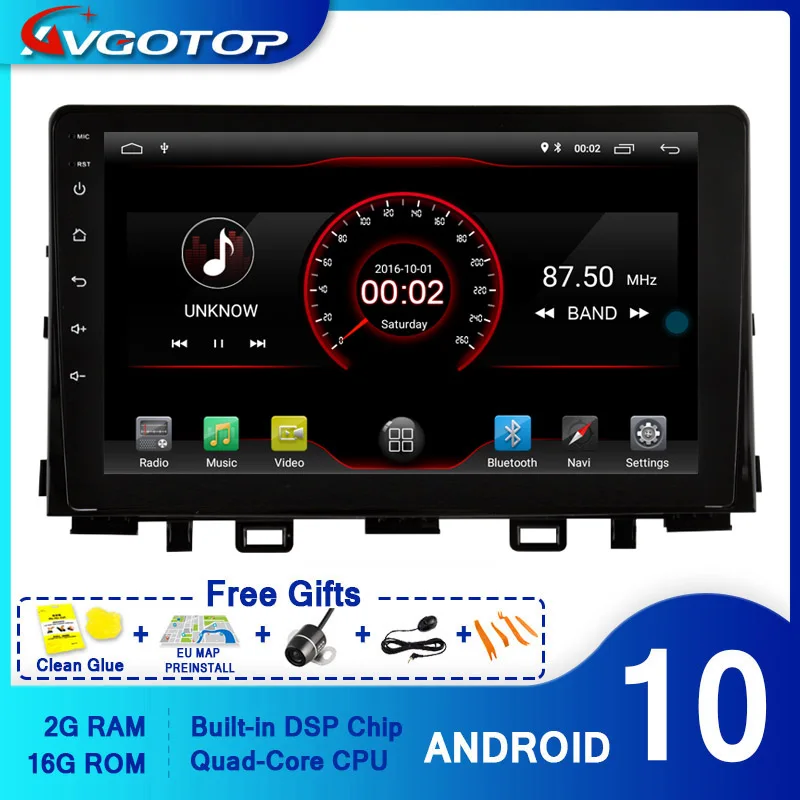 AVGOTOP Android 10 Bluetooth GPS автомобильный Радио dvd плеер для KIA RIO 2017|Мультимедиаплеер авто|
