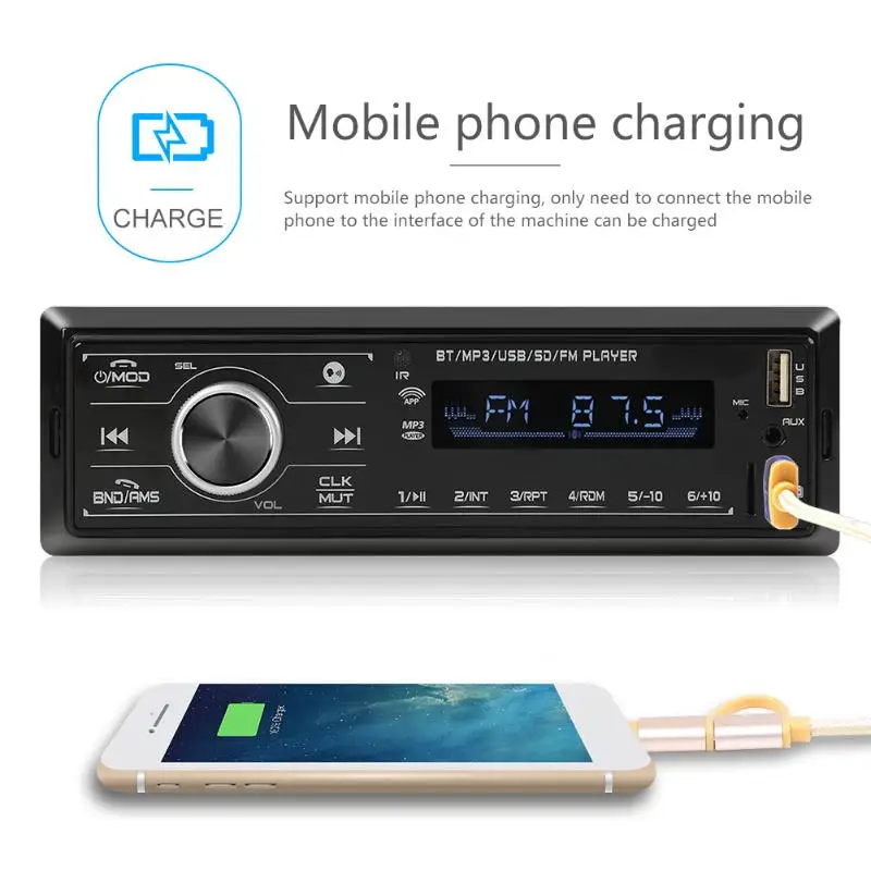 1 DIN автомагнитола MP3 плеер usb зарядка Bluetooth Автоэлектроника аксессуары для Dash цифровой медиаприемник черный