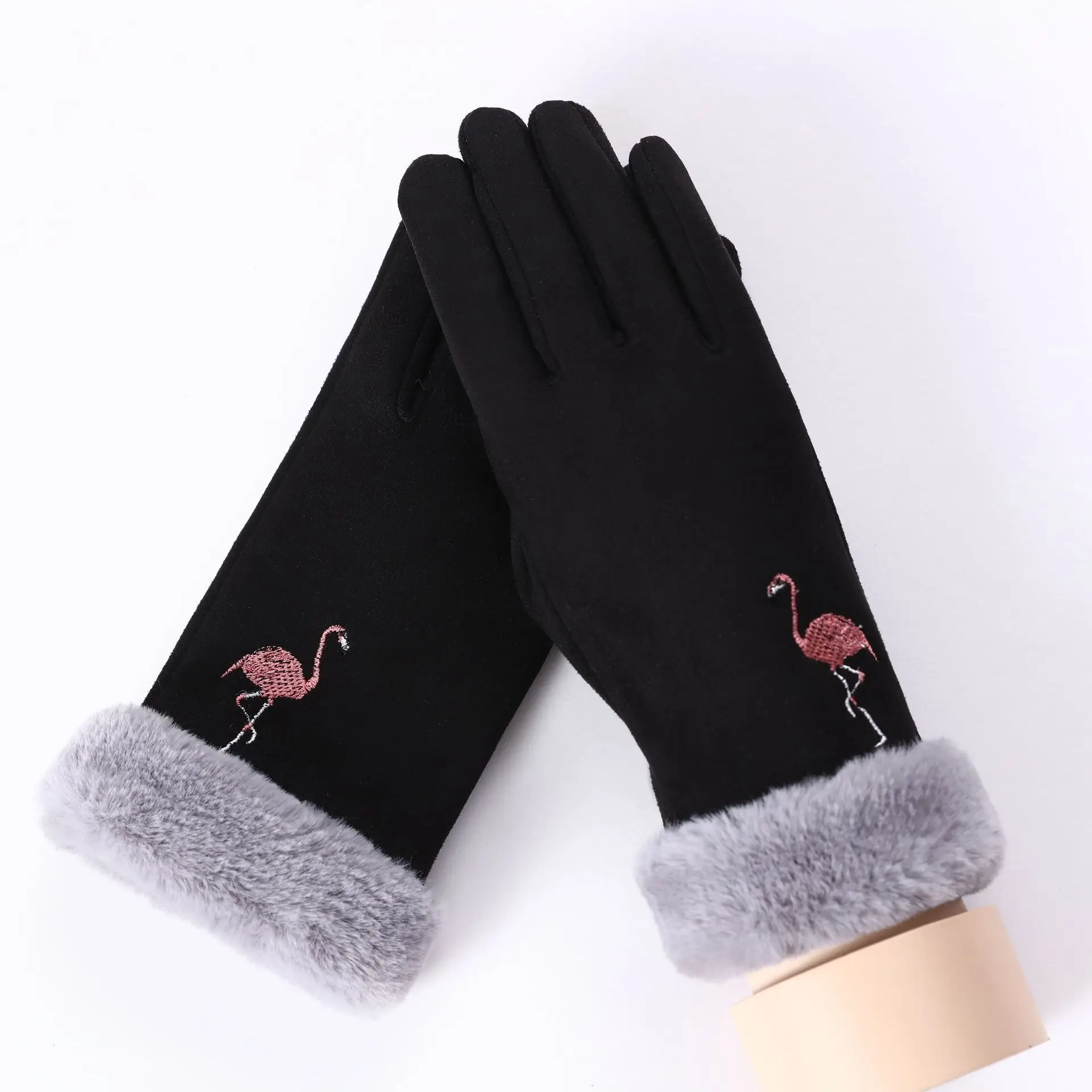 082E Black Классические женские модные зимние перчатки Luvas De Inverno для активного отдыха, спортивная теплая варежки Eldiven Solid Pink Guantes Femme - Цвет: 082E Black