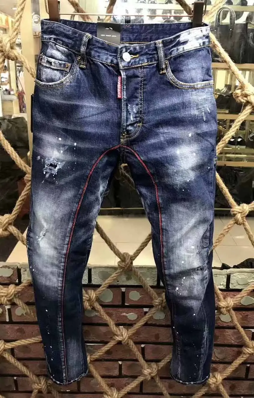 DSENQI DSQ мужские джинсы Рваные для DSQ джинсы брюки байкерские Джинсы Верхняя одежда мужские брюки A177