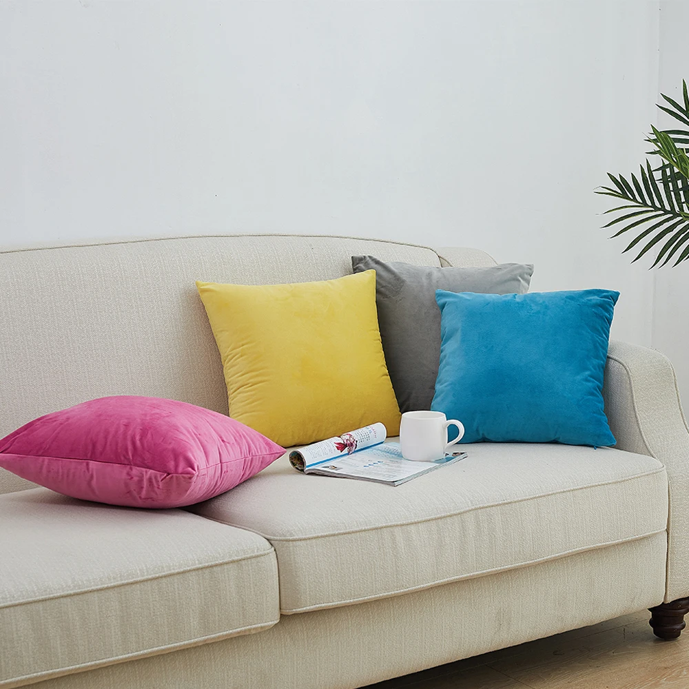 

Superfine Velvet Throw Pillow Covers Nordic Decorative Cushion Cover 45*45 Plain Color Pillow Case for Bed Sofa Hotel Home Decor