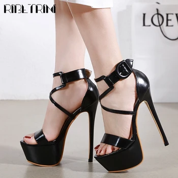 

RIBETRINI Party Cool Platform Shoes Fashion Unique Extrem High Heels Women Sandals Summer Sexy Dress High Sandals