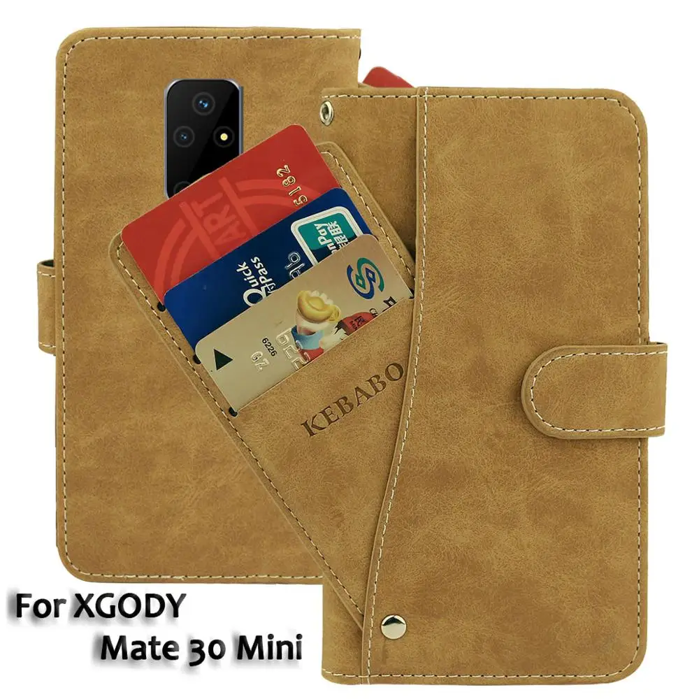 

Vintage Leather Wallet XGODY Mate 30 Mini Case 5.5" Flip Luxury Card Slots Cover Magnet Phone Protective Cases Bags