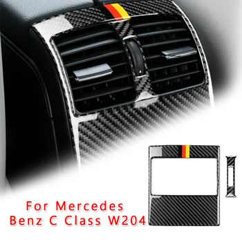 

2pcs Carbon Fiber Car Rear Air Outlet Vent Cover Decor Sticker For Mercedes-Benz C Class W204 2007-2013