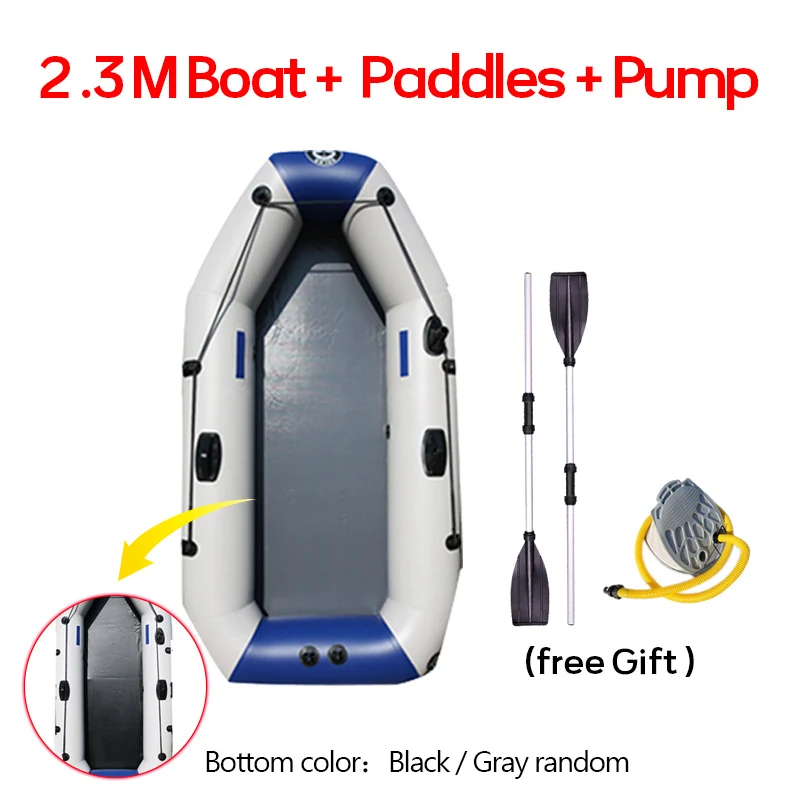 2.3M Blue boat 1-5 человек надувная рыбацкая лодка 0,99 мм ПВХ гребной износостойкий воздушный каяк с веслами и воздушным насосом для Спорт на открытом воздухе, рыбалка - Цвет: 2.3M Blue boat