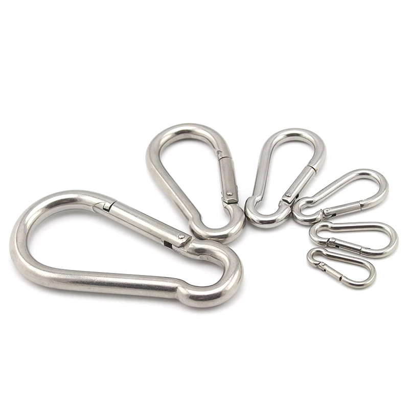 1 to 16 Pieces 304 Stainless Steel Carabiner D-Ring Key Chain Spring Carabiner Snap Clip Hook Camping Keyring Water Bottle Parts