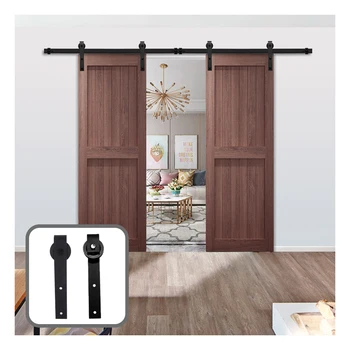 

Gifsn Sliding Barn Door Steel Hardware Kit Closet Door Hardware J-Shaped Hangers for 4-9.6FT Double Door