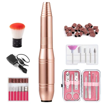 

Electric Nail File Kit Portable Nail Drill Electric Manicure Tools for Home Use DIY Nail Art Nail Salon Golden US Plug