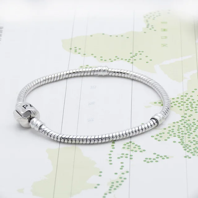 silver Любовь Серебряный Цвет Любовь змея браслет цепочка и браслет 18 см-20 см Pulseras Лобстер Высокое Качество бусины - Окраска металла: silver