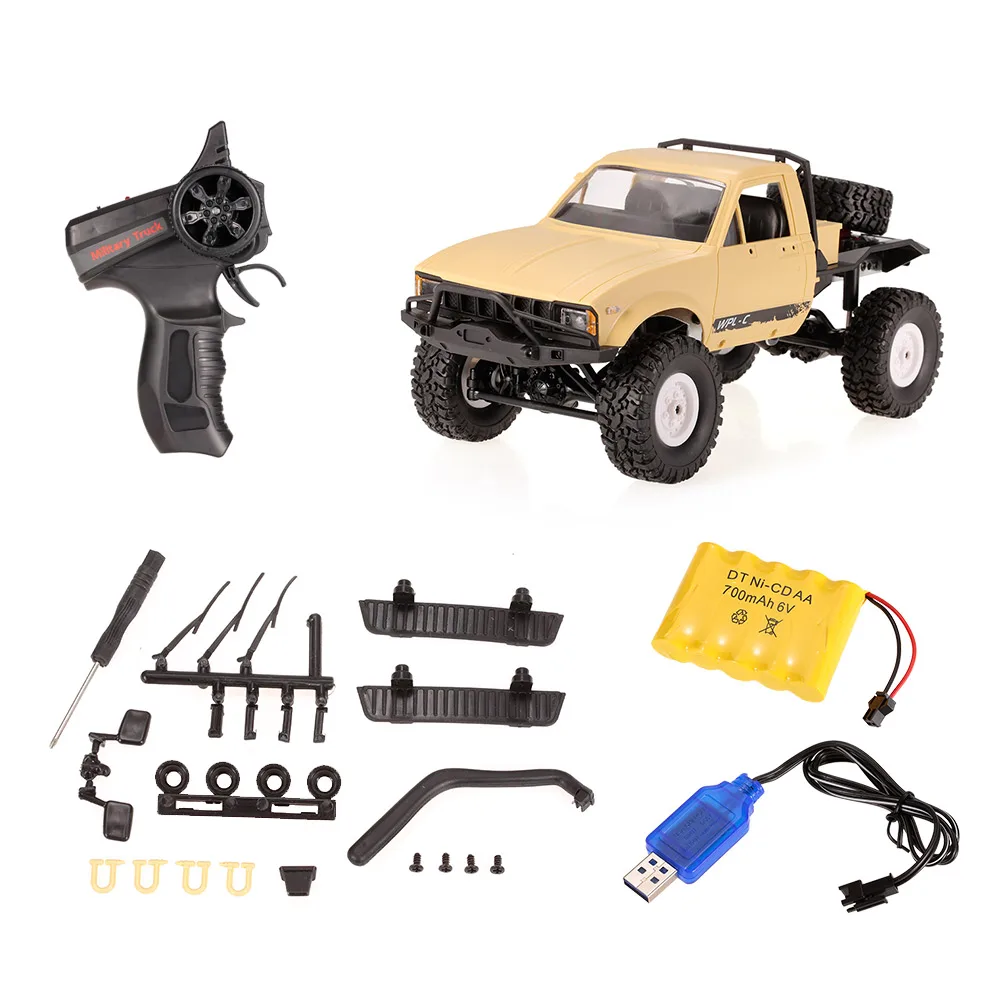 WPL C14 1/16 2,4 ГГц 4WD RC Гусеничный внедорожник полугрузовик с фарой RTR RC Гусеничный автомобиль детские подарки - Цвет: Цвет: желтый