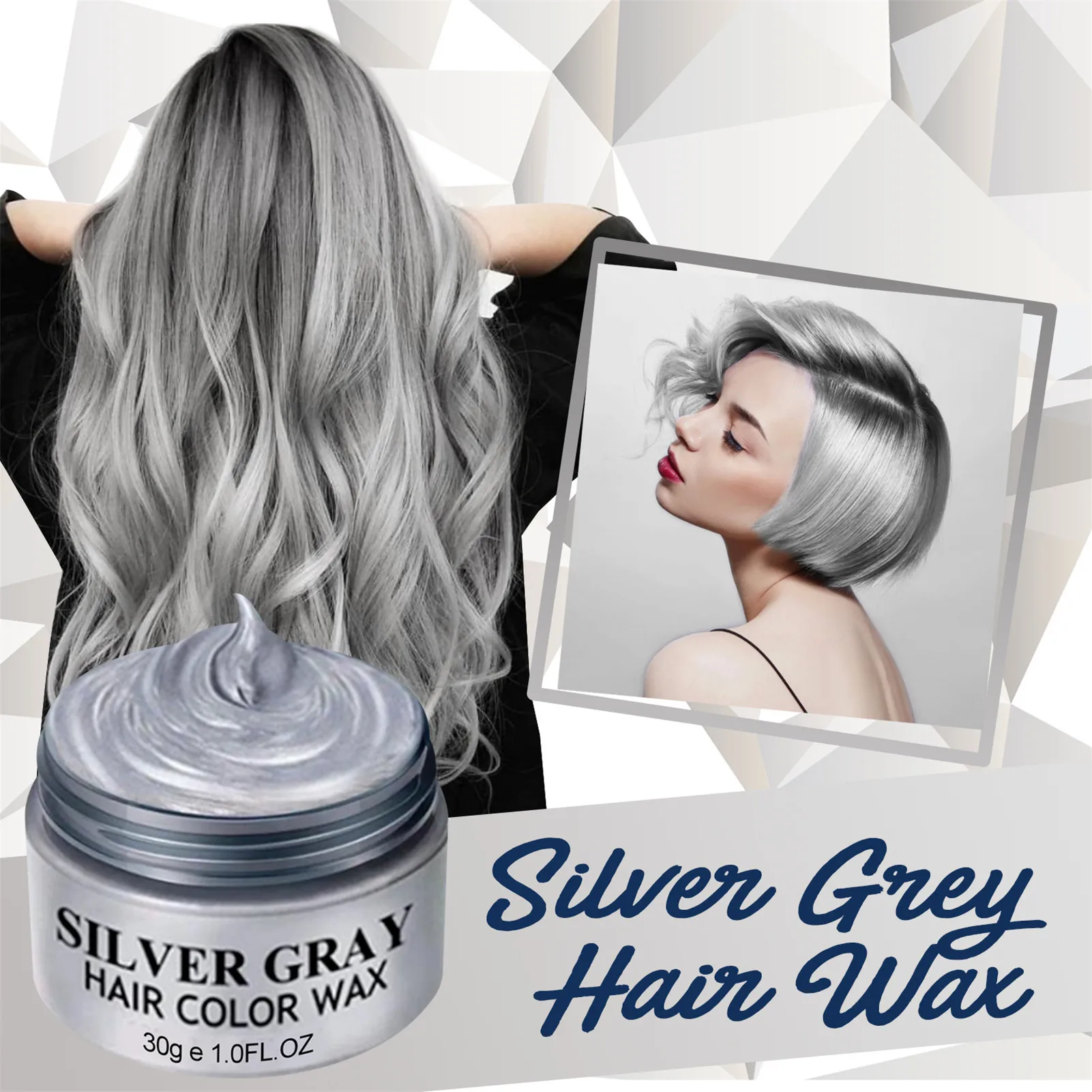 Cera para el cabello gris ahumado estilo Punk gris plateado claro gris  abuela tinte para el cabello Color Unisex Color crema de tinte de cera para  el cabello|Cuencos para mezclar el tinte