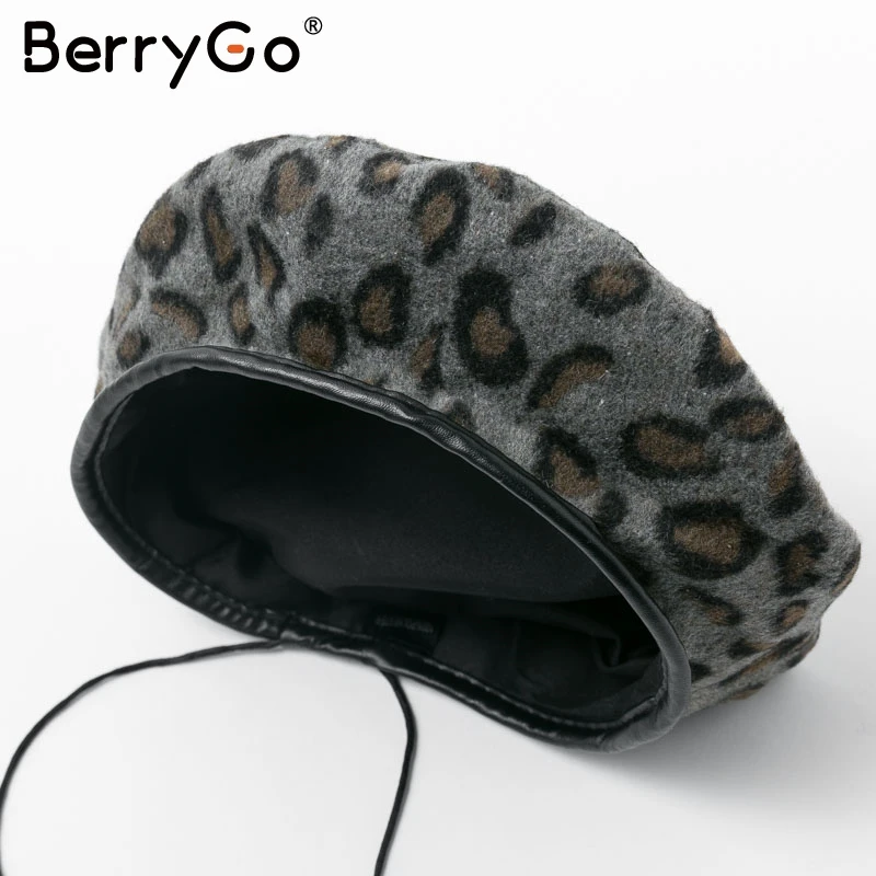 BerryGo элегантный Леопардовый женский берет шляпа Повседневная теплая уличная берет шапка Кепка эластичная Дамская мода осень зима Берет шапочка
