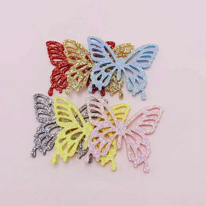 Glitter Butterfly Appliques 3D Silk Butterflies for Wedding Decoration,  Baby Girl Hair Pins 