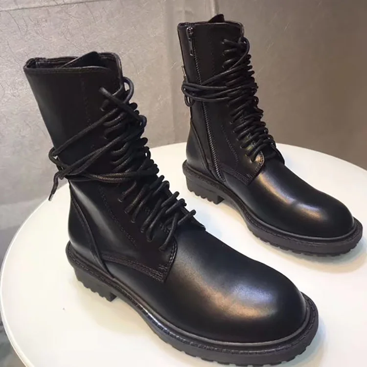 

Genuine Leather Martin Boots Women's Autumn And Winter New Style Lace-up Thick Bottomed Anti-slip Casual Women's Ankle Boots