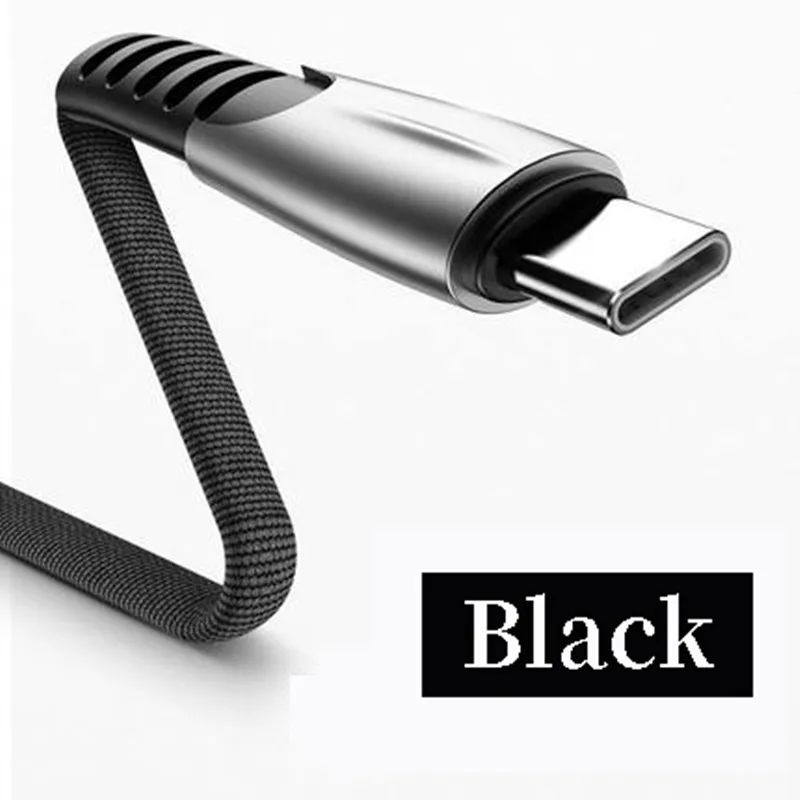 USB интерфейсный кабель type-C провод для быстрого заряда шнур из цинкового сплава для Xiaomi Redmi Mi 9 9T Note 7 Мобильный телефон type C зарядный кабель - Цвет: Black
