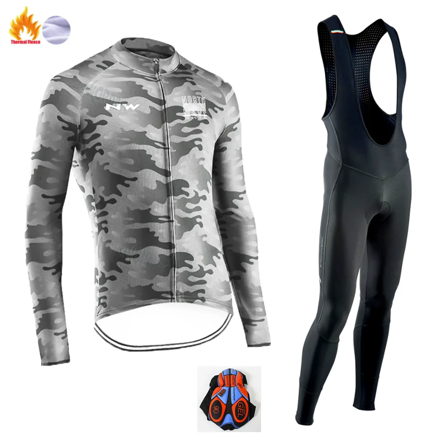 Winter Jersey Suit Northwave теплая велосипедная команда полярная зимняя мужская одежда с длинным рукавом Джерси Набор для активного отдыха велосипед NW велосипедный комплект - Цвет: Winter Jersey Suit