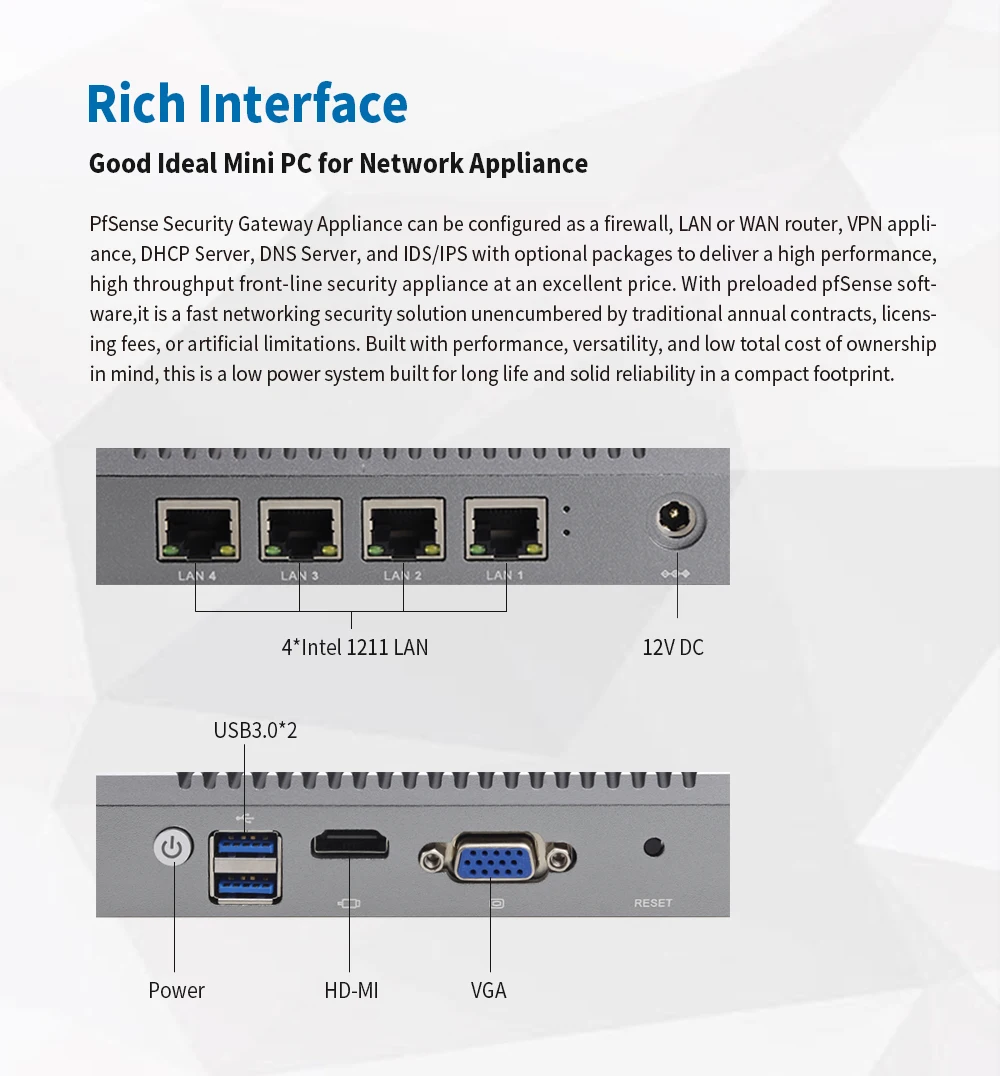 Новейший промышленный Windows мини ПК сервер 4 LAN порт Pfsense брандмауэр маршрутизатор беспроводной точки доступа