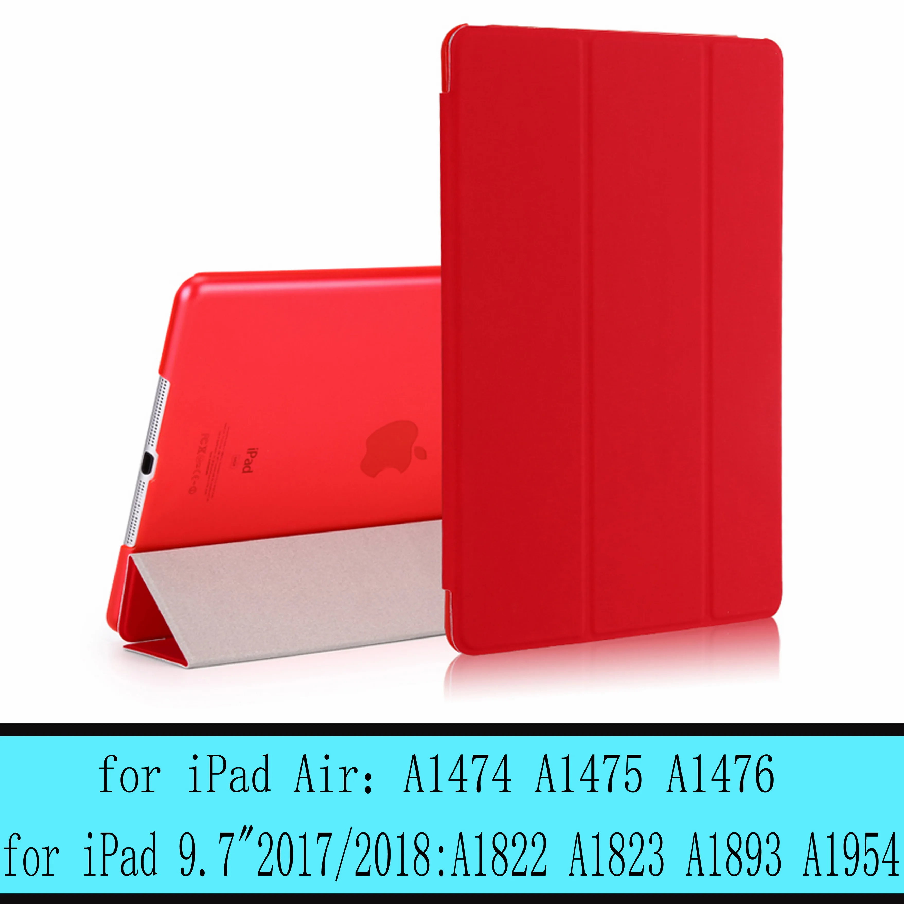 Чехол для iPad 9,7 6th воздуха, версия 1, 2, 3, ремешок Pro 10,5 мини на возраст 1, 2, 3, 4, 5, прозрачный просвечивающийся Чехол Smart sleep wake up из искусственной кожи чехол - Цвет: red-L-New9.7 Air