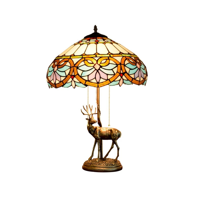 

16 inch European retro Baroque love lamp TIFFANY GLASS living room dining room bedroom bar decoration elk table lamp