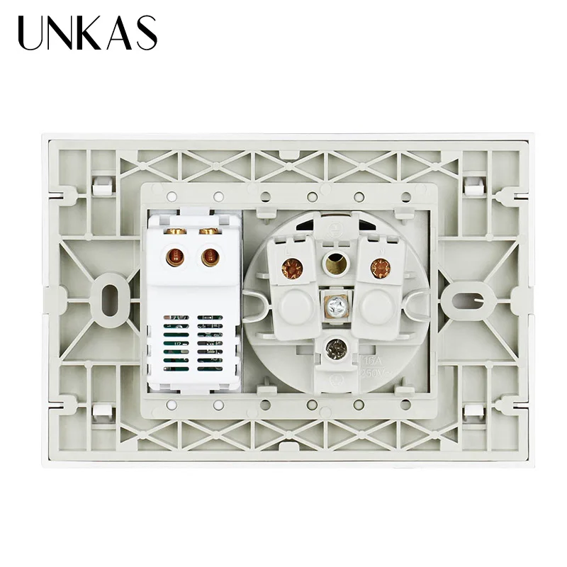 UNKAS настенное зарядное устройство USB порт для мобильных розеток с заземлением 16А стандарт ЕС 118 мм* 80 мм Розетка с двойным разъемом USB 1000 мА