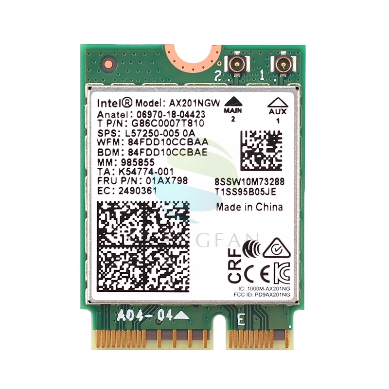 Двухдиапазонный 2400 Мбит/с беспроводной для Intel Wi-Fi 6 AX201 Bluetooth 5,0 NGFF ключ E CNVi Wifi карта AX201NGW 2,4 ГГц/5 ГГц 802.11ac/ax