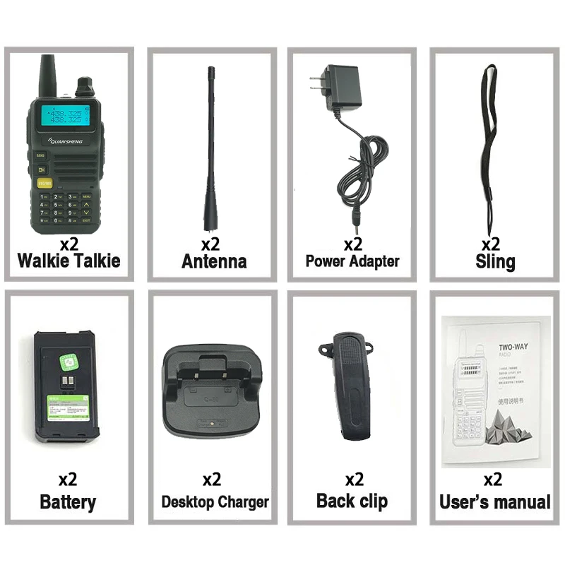 Buy Best 6Tm3B 2PCS Quansheng UV R50 Walkie Talkie 5W 2800mAh VHF UHf Transceiver Walky Talky Professionelle Mini Walkie Talkie Radio portophone
