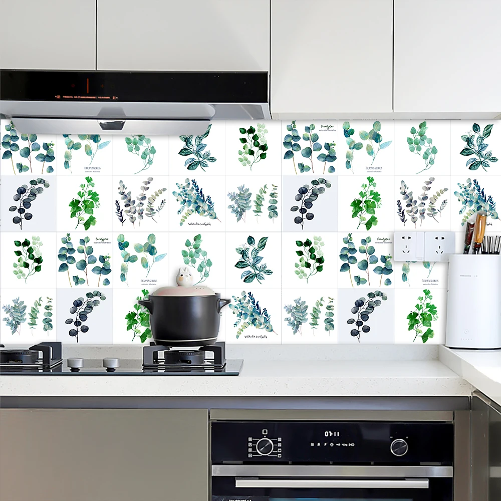 10 шт./компл. ручная роспись зеленые растения хрустальные жесткие плитки