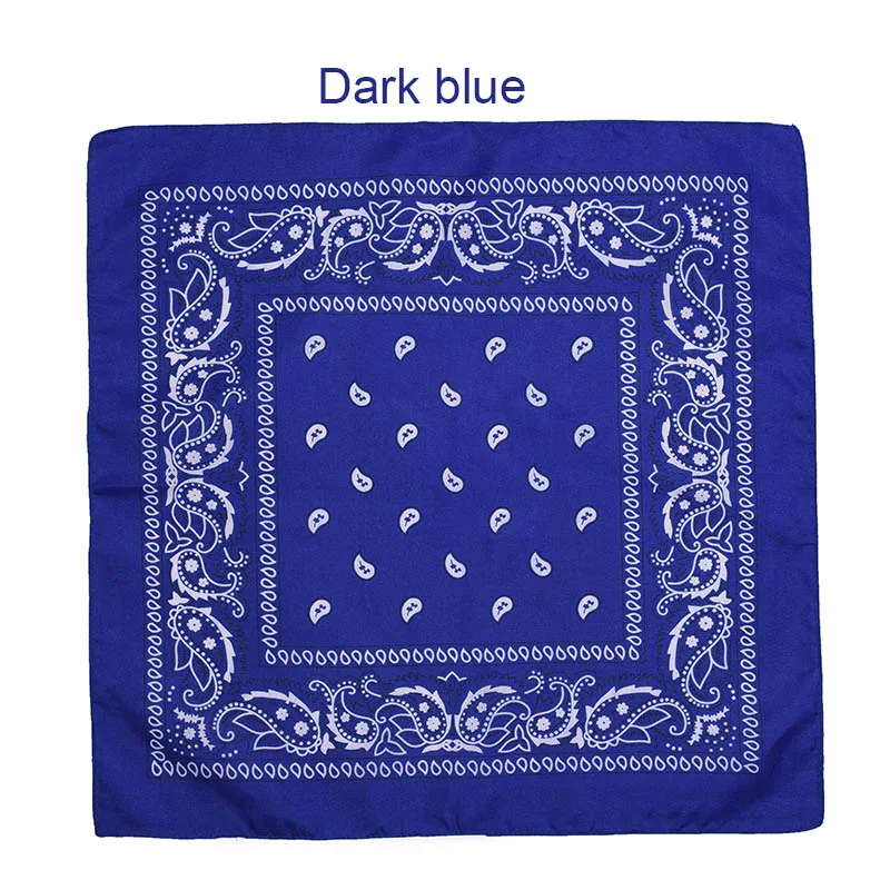 Drak blue Модная бандана в стиле хип-хоп из хлопка, квадратный шарф 55 см* 55 см, черная, красная повязка на голову с принтом пейсли для женщин/мужчин/мальчиков/девочек - Цвет: Drak blue