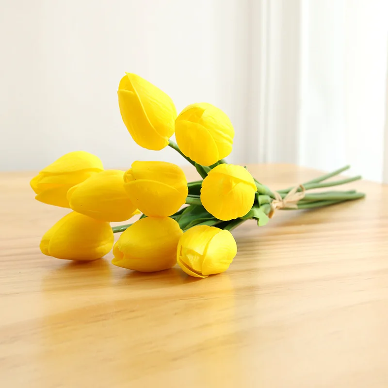 yellow 5 шт. поддельные искусственные тюльпаны искусственный цветок тюльпан искусственные украшения для дома цветы многоцветные на выбор для украшения свадьбы JH148 - Цвет: yellow