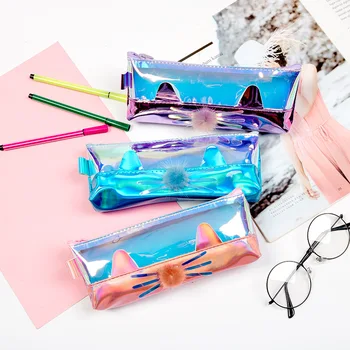 

Creative Cat Laser Pencil case for girls Cute school pen bag box stationery pouch office school supplies escolar