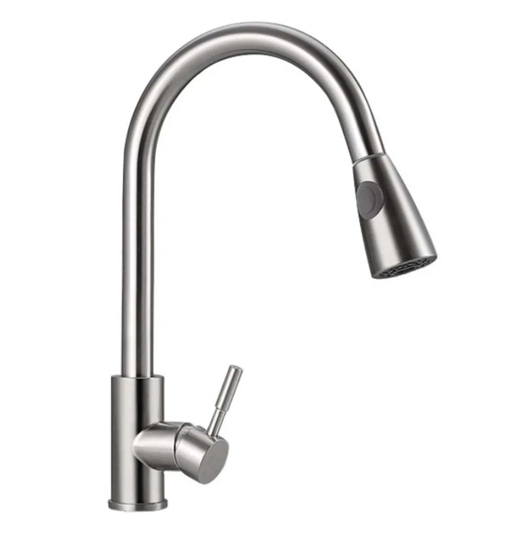 

Basin Faucet Tap Single Handle High Arc Pull Out Sprayer Faucet Stainless Steel Kitchen Sink Faucet 360 Swivel Brushed Nickel