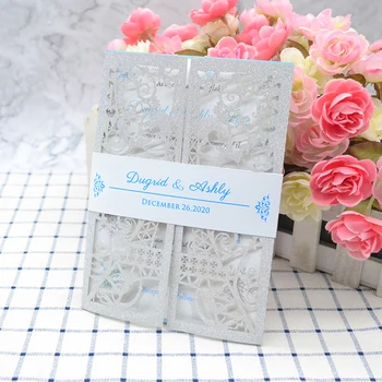 

Sweet 16 party quinceanera glitter paper eiffel tower laser cut invitations