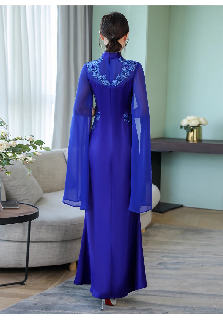 Ne8370 старый Чонсам с изображением Шанхая представление Подиум Cheongsam женское длинное элегантное вечернее платье в китайском стиле