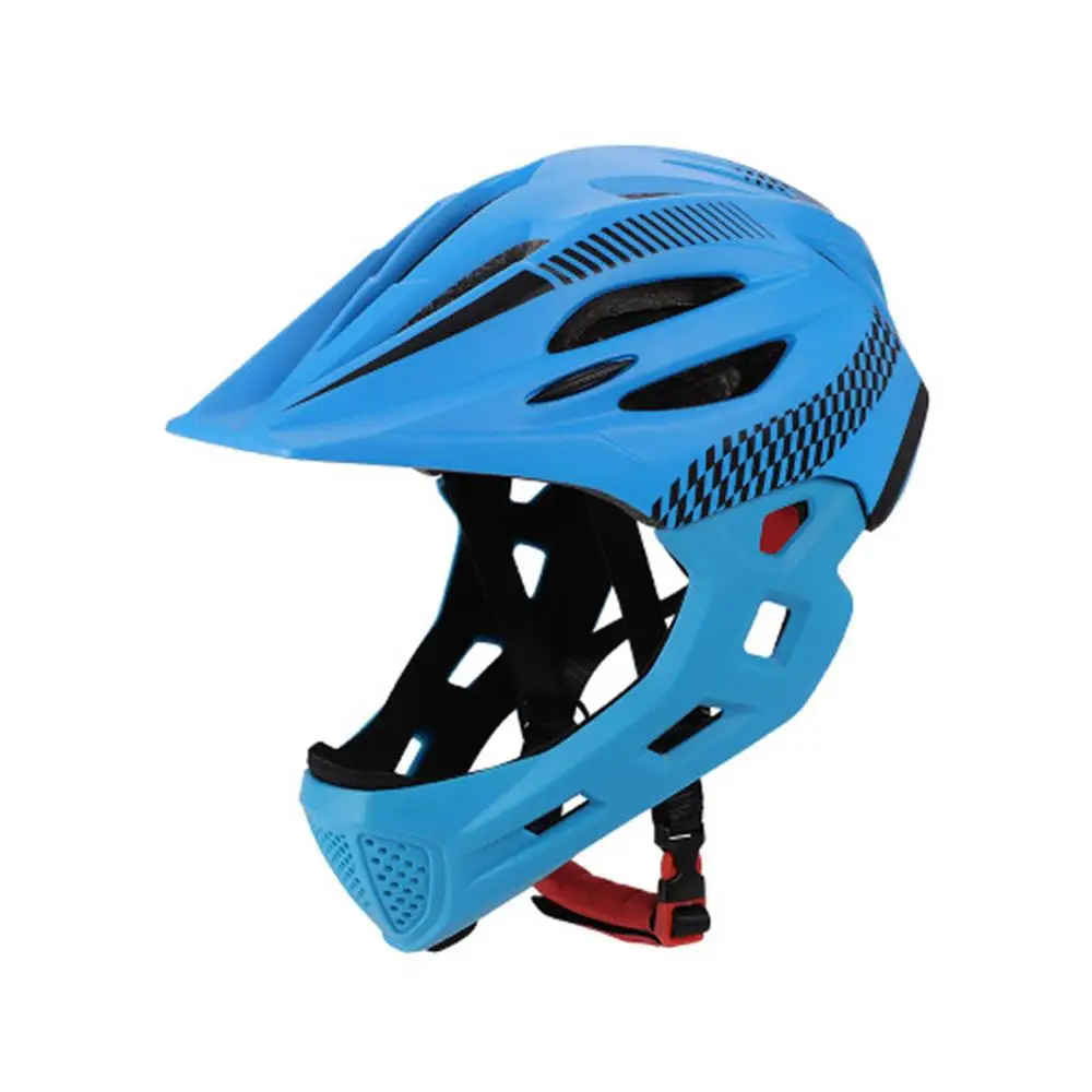 Детский задний светильник, съемный шлем для подбородка, спортивный шлем для детей, велосипед, самобалансирующийся скутер, велосипедный шлем, маска для лица - Цвет: Blue