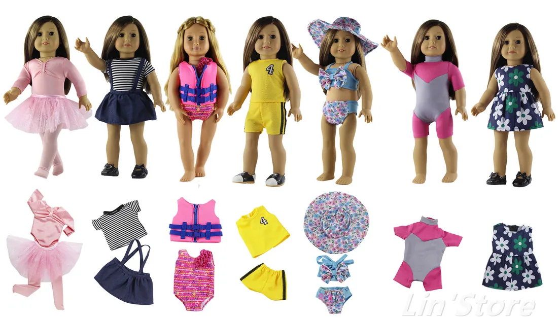

Одежда для кукол ручной работы, 7 комплектов, Модная стильная одежда, платье принцессы, наряд для американской куклы 18 дюймов