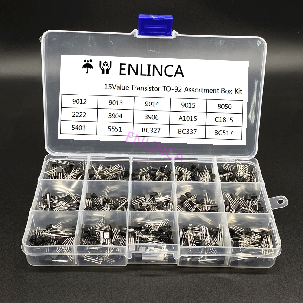 600Pcs Valore 15X40Pcs Transistor To-92 Assortimento Box Kit Transistor 2N2222 2N3904 2N3906 C945 S8050 S8550 S9014 S9013 9018