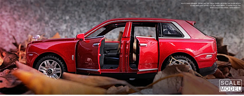 1/32 литые под давлением модели автомобилей из сплава Rolls Royce Cullinan металлическая модель звуковой светильник оттягивающий назад внедорожник для детей 7 открывающихся дверей игрушки для мальчика