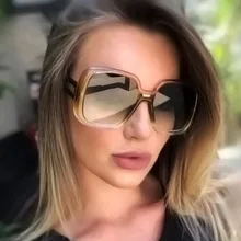 Женские винтажные градиентные солнцезащитные очки, квадратные большие оправы, модные очки, классические женские солнцезащитные очки UV400