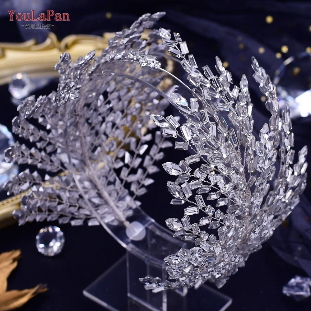 YouLaPan Silver Crystal Bridal Hair Accessories Women Rhinestone Headband Wedding Hair Jewelry Bride Crown Tiaras HP383