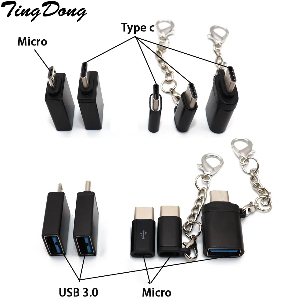 TingDong 3pcs For iPhone Type-C Micro USB Adapter to / 3.0 Type C iPhone/Android Data Cable Converter | Мобильные телефоны и