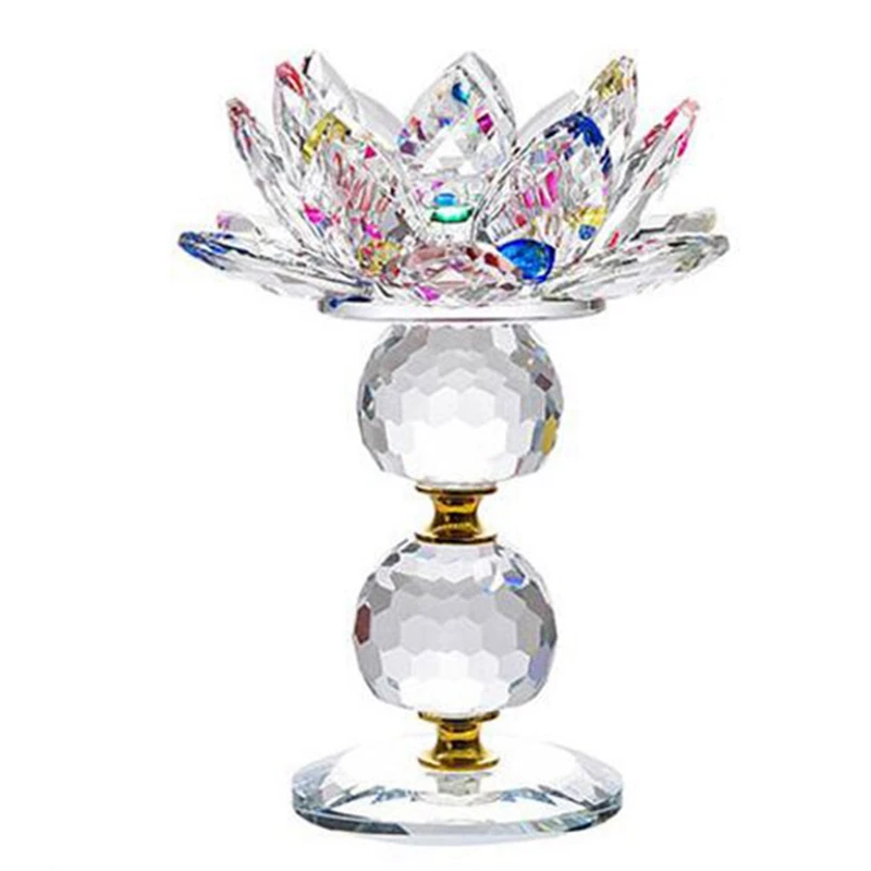 ABUI-New Lotus Candlestick Decoration Feng Shui Home Decoration Accessories Holder Glass Fashion