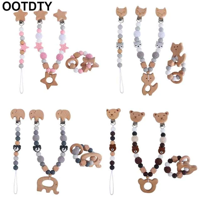 Clip de landau en bois pour bébé, jouet Mobile, personnalisé, perle de  Silicone, sucette chaîne à mâcher, hochet en Silicone, anneau de dentition  - AliExpress