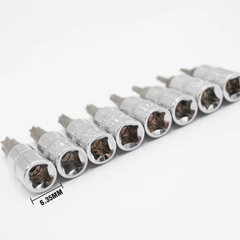 

T8 -T40 Torx screwdriver bit Hex 38mm Silver Drilling Electrician Repair