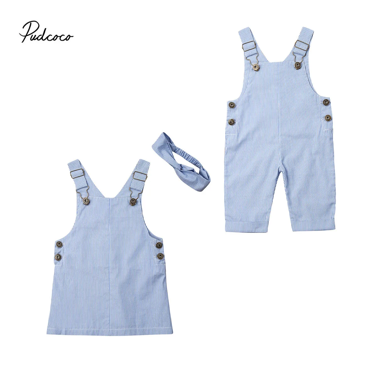 2019 Baby Summer Clothing Sister Brother Toddler Baby Girl Boy Match Clothes Stripe Bib Pants Overalls Suspender Dress