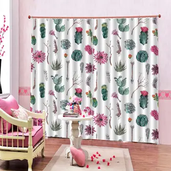 

fashion flower curtains Luxury Blackout 3D Window Curtain For Living Room Blackout curtain