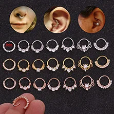 [Заводские товары] 19 циркониевое кольцо для носа с цветком, микро прокалывание циркония, прокол в Европе и Америке
