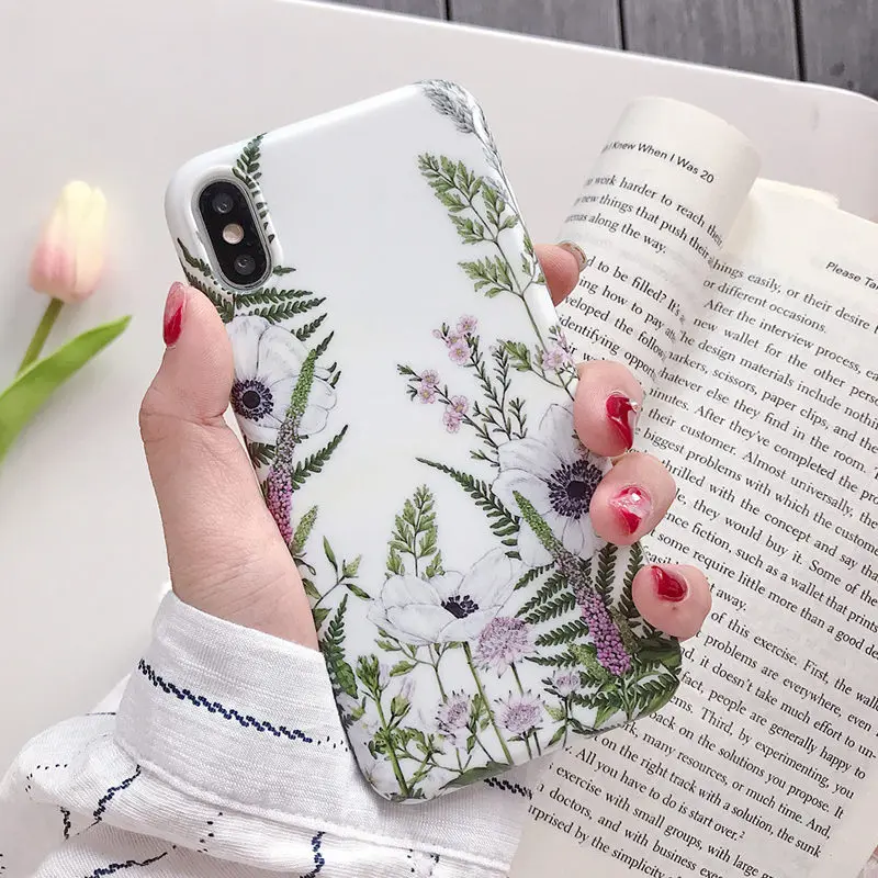Moskado Ретро Цветы банан лист чехол для iPhone 6 6s 7 8 Plus X XR XS Max кактус чехол для телефона с цветочным рисунком мягкий IMD силиконовый чехол - Цвет: 7384