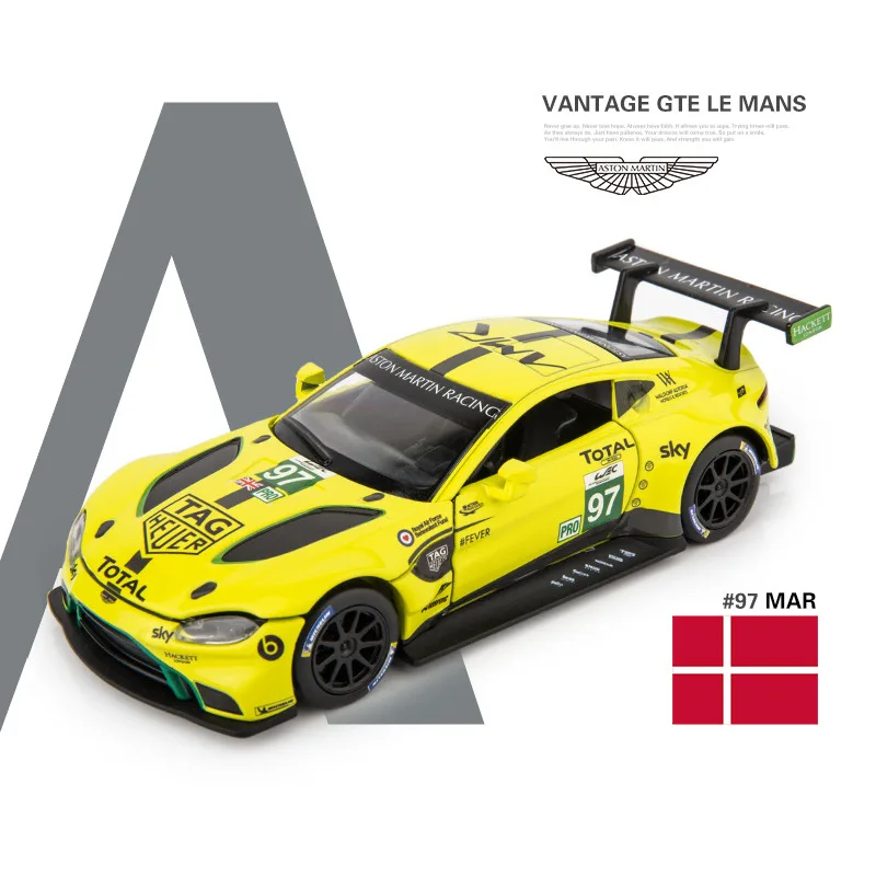 BABYCHIMP 1:32 Масштаб Aston Martin Vantage GTE Le Mans модель автомобиля литой под давлением металлический сплав оттягивающийся спортивный гоночный автомобиль игрушечный звуковой светильник